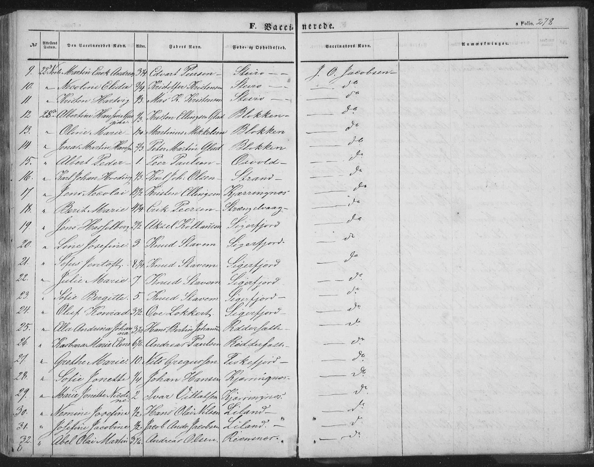 Ministerialprotokoller, klokkerbøker og fødselsregistre - Nordland, SAT/A-1459/895/L1369: Parish register (official) no. 895A04, 1852-1872, p. 278