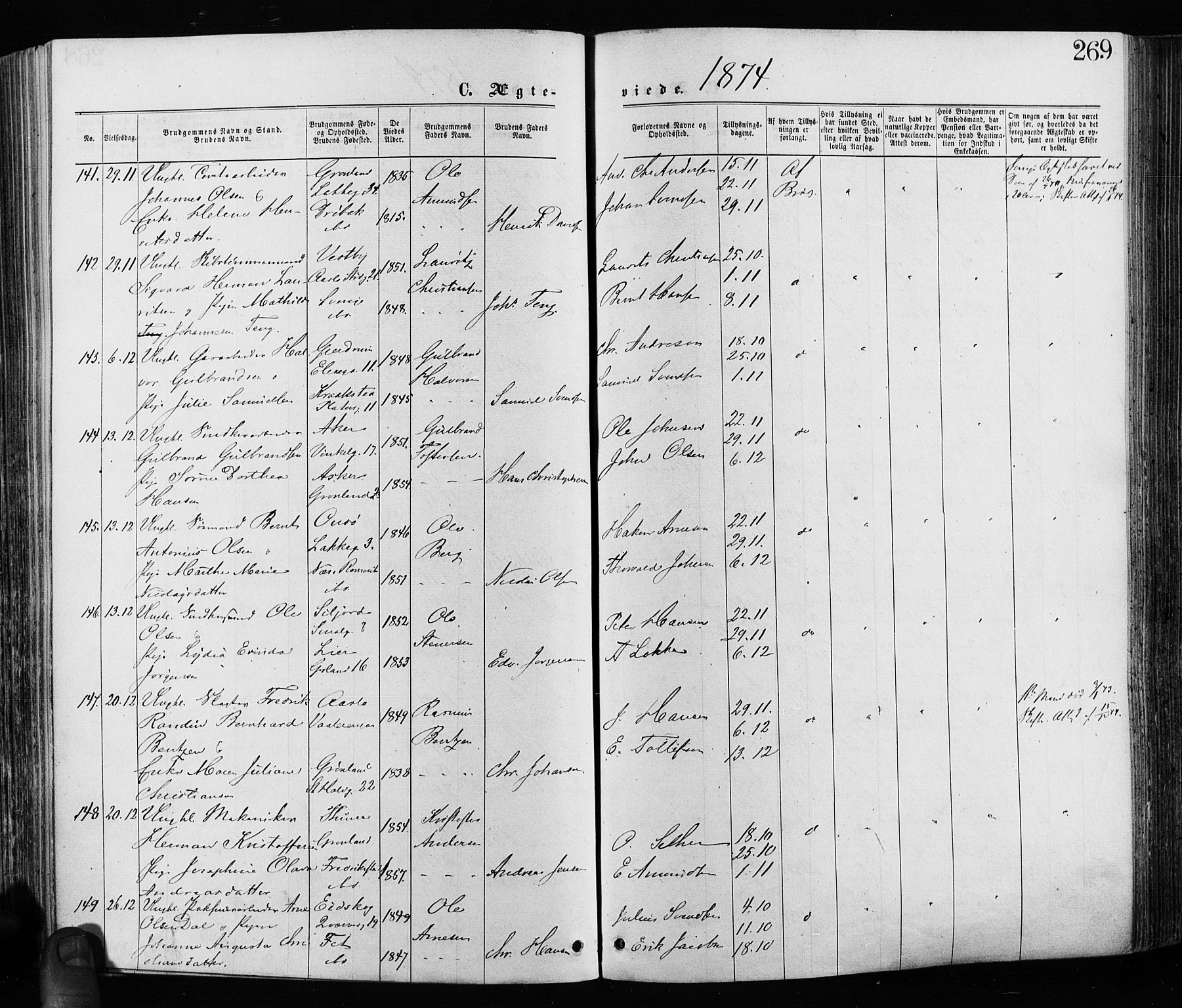 Grønland prestekontor Kirkebøker, AV/SAO-A-10848/F/Fa/L0005: Parish register (official) no. 5, 1869-1880, p. 269