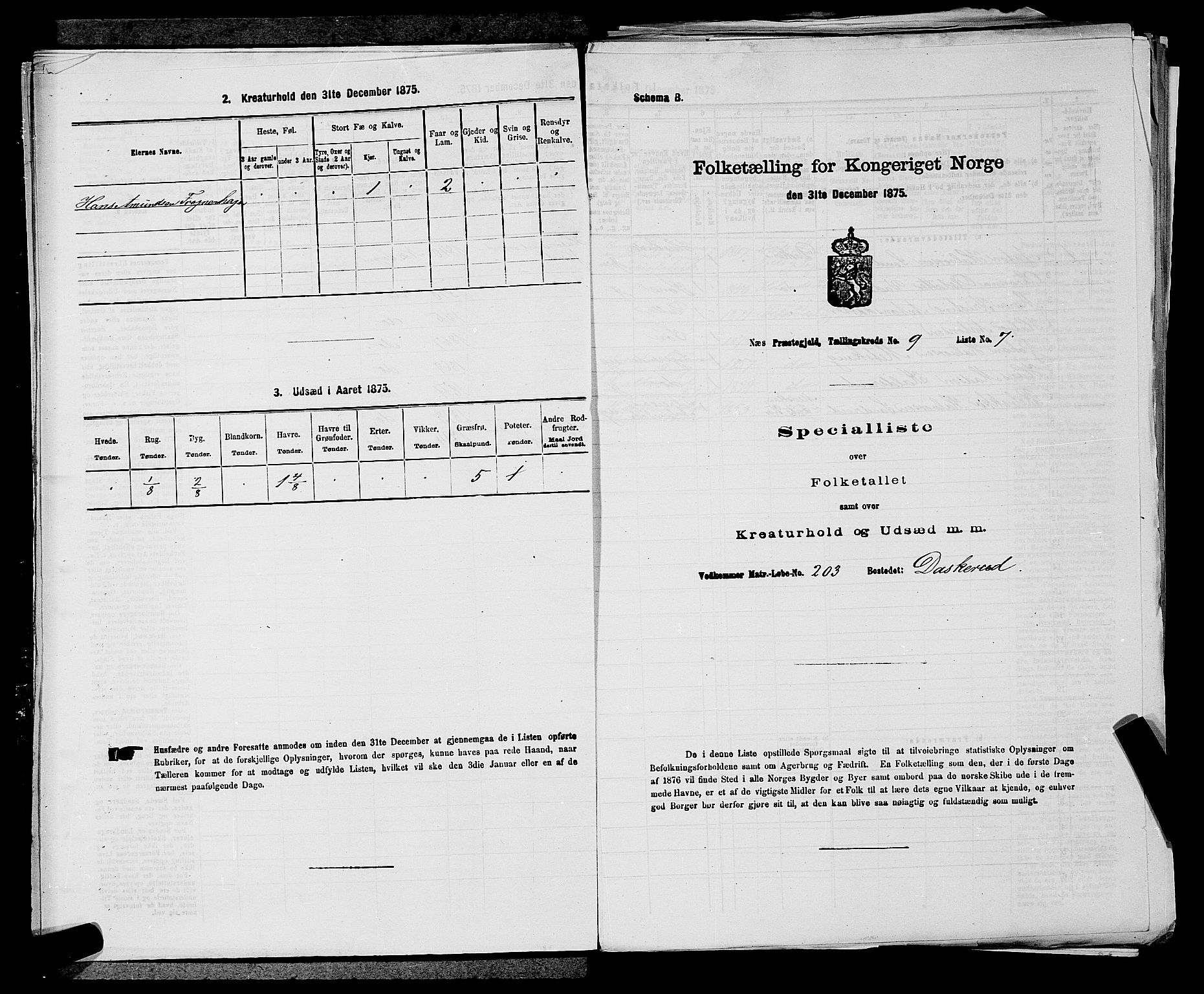 RA, 1875 census for 0236P Nes, 1875, p. 1511