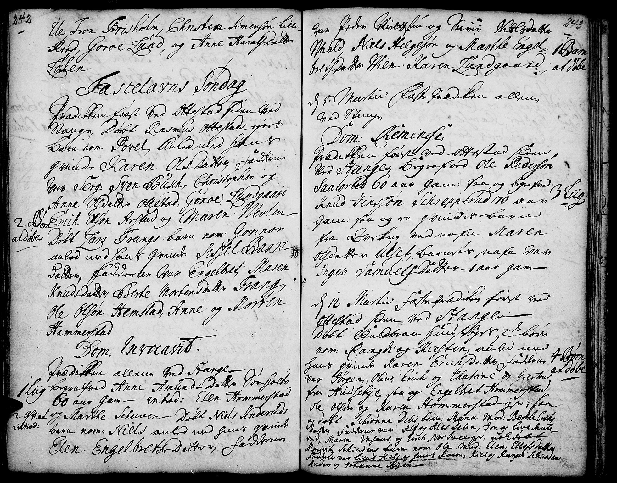 Stange prestekontor, AV/SAH-PREST-002/K/L0001: Parish register (official) no. 1, 1714-1722, p. 242-243