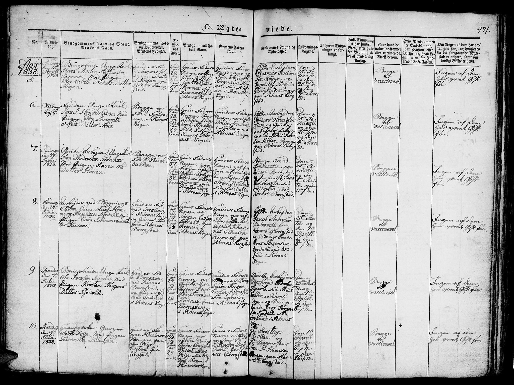 Ministerialprotokoller, klokkerbøker og fødselsregistre - Sør-Trøndelag, SAT/A-1456/681/L0939: Parish register (copy) no. 681C03, 1829-1855, p. 471