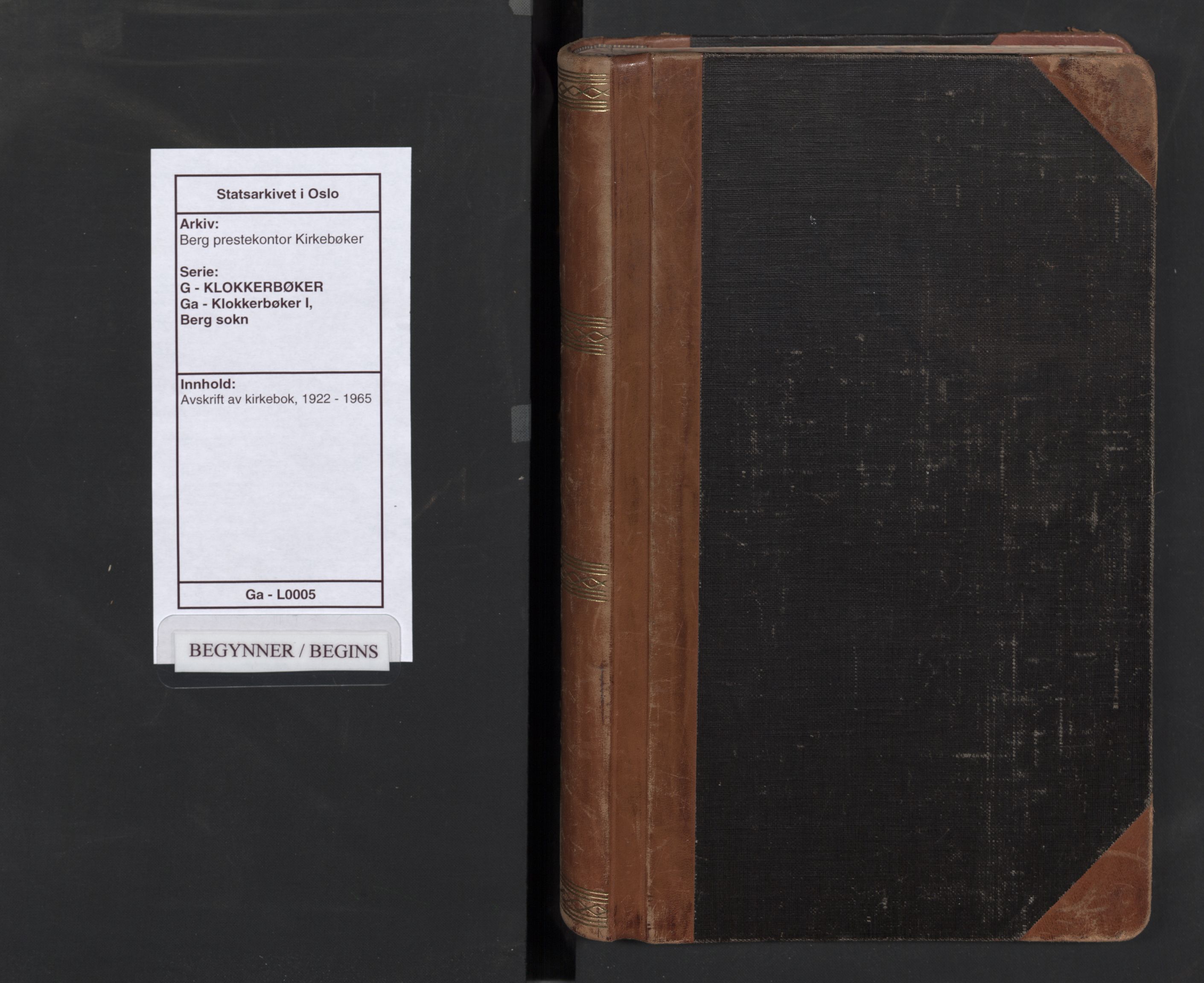 Berg prestekontor Kirkebøker, SAO/A-10902/G/Ga/L0005: Parish register (copy) no. I 5, 1922-1965