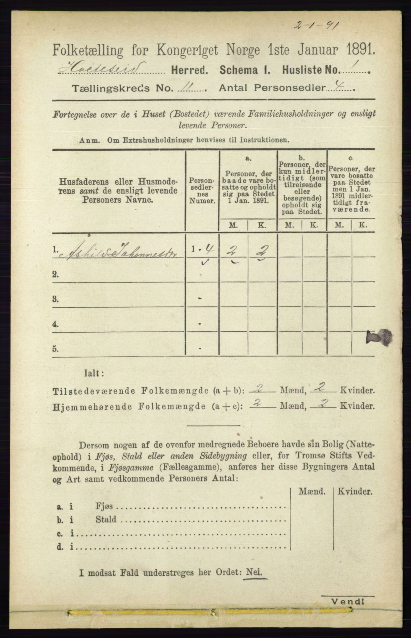 RA, 1891 census for 0829 Kviteseid, 1891, p. 2499
