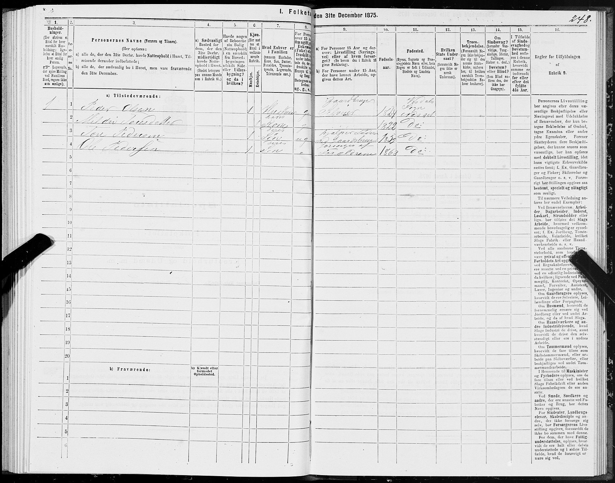 SAT, 1875 census for 1543P Nesset, 1875, p. 4248