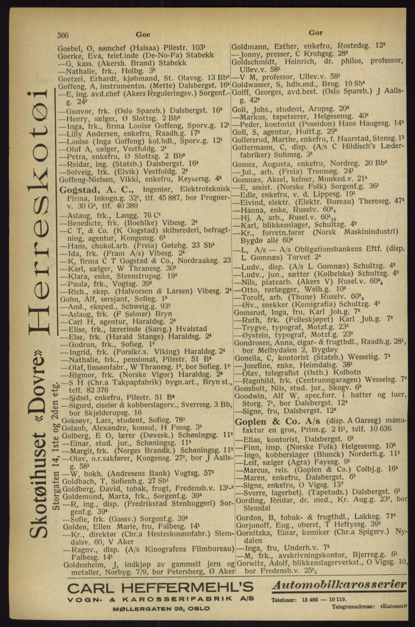 Kristiania/Oslo adressebok, PUBL/-, 1927, p. 366