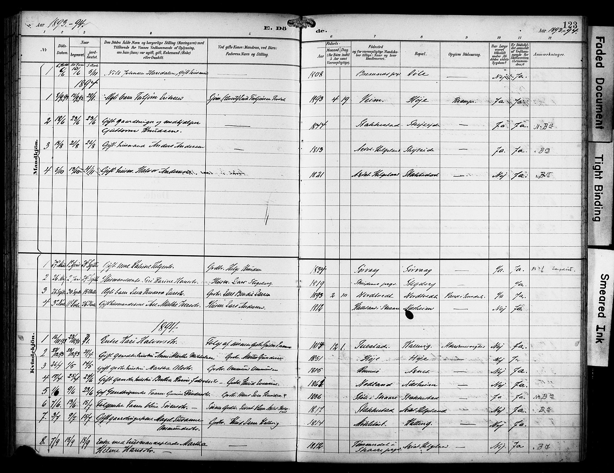 Avaldsnes sokneprestkontor, SAST/A -101851/H/Ha/Haa/L0016: Parish register (official) no. A 16, 1893-1918, p. 123