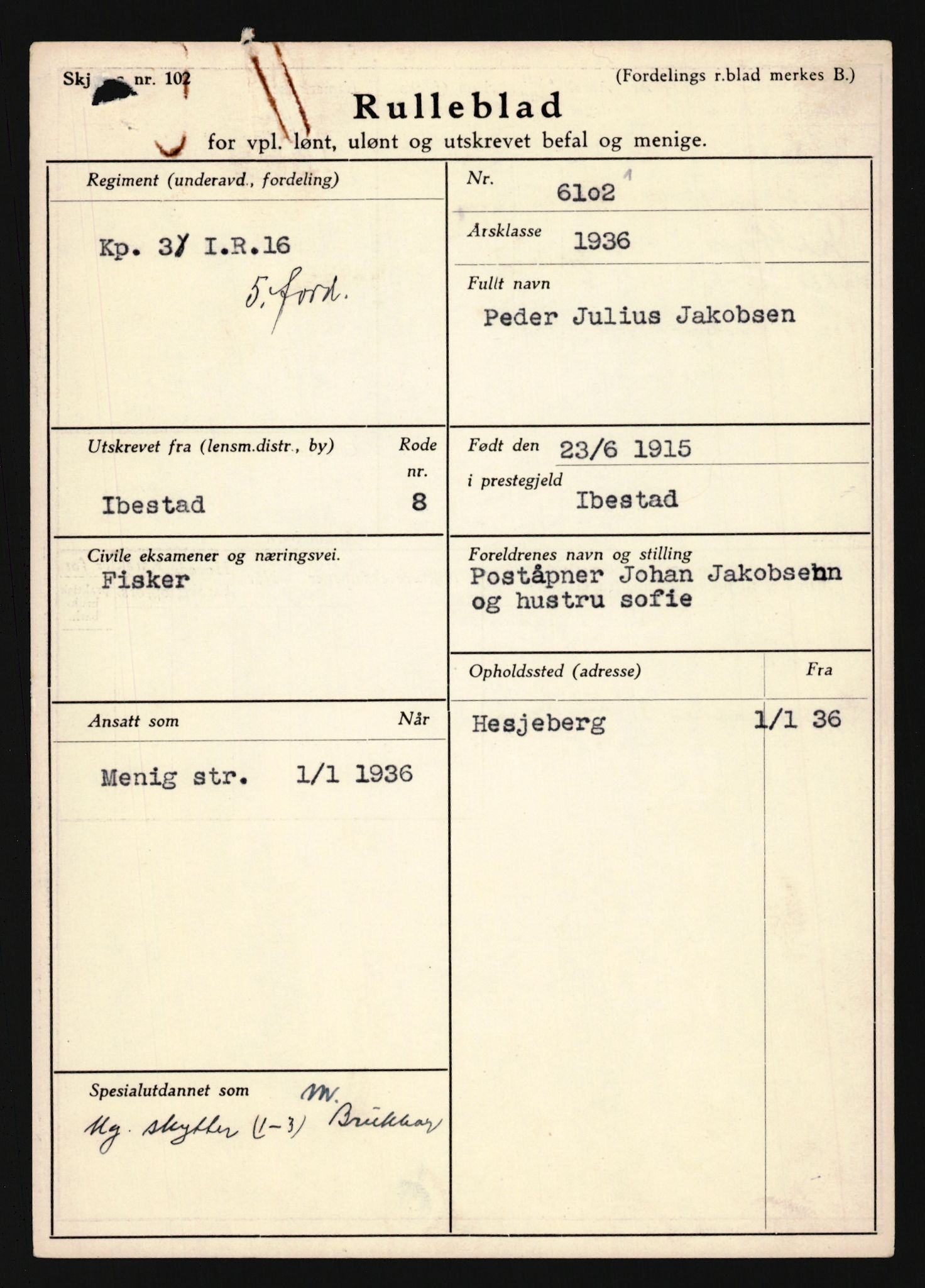 Forsvaret, Troms infanteriregiment nr. 16, AV/RA-RAFA-3146/P/Pa/L0020: Rulleblad for regimentets menige mannskaper, årsklasse 1936, 1936, p. 553