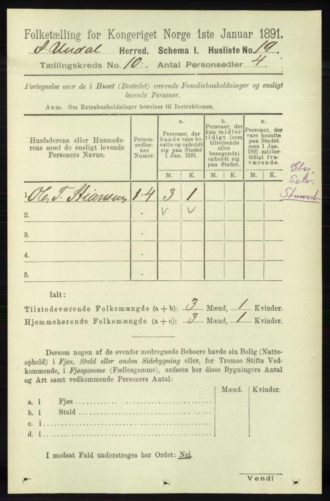 RA, 1891 census for 1029 Sør-Audnedal, 1891, p. 4301