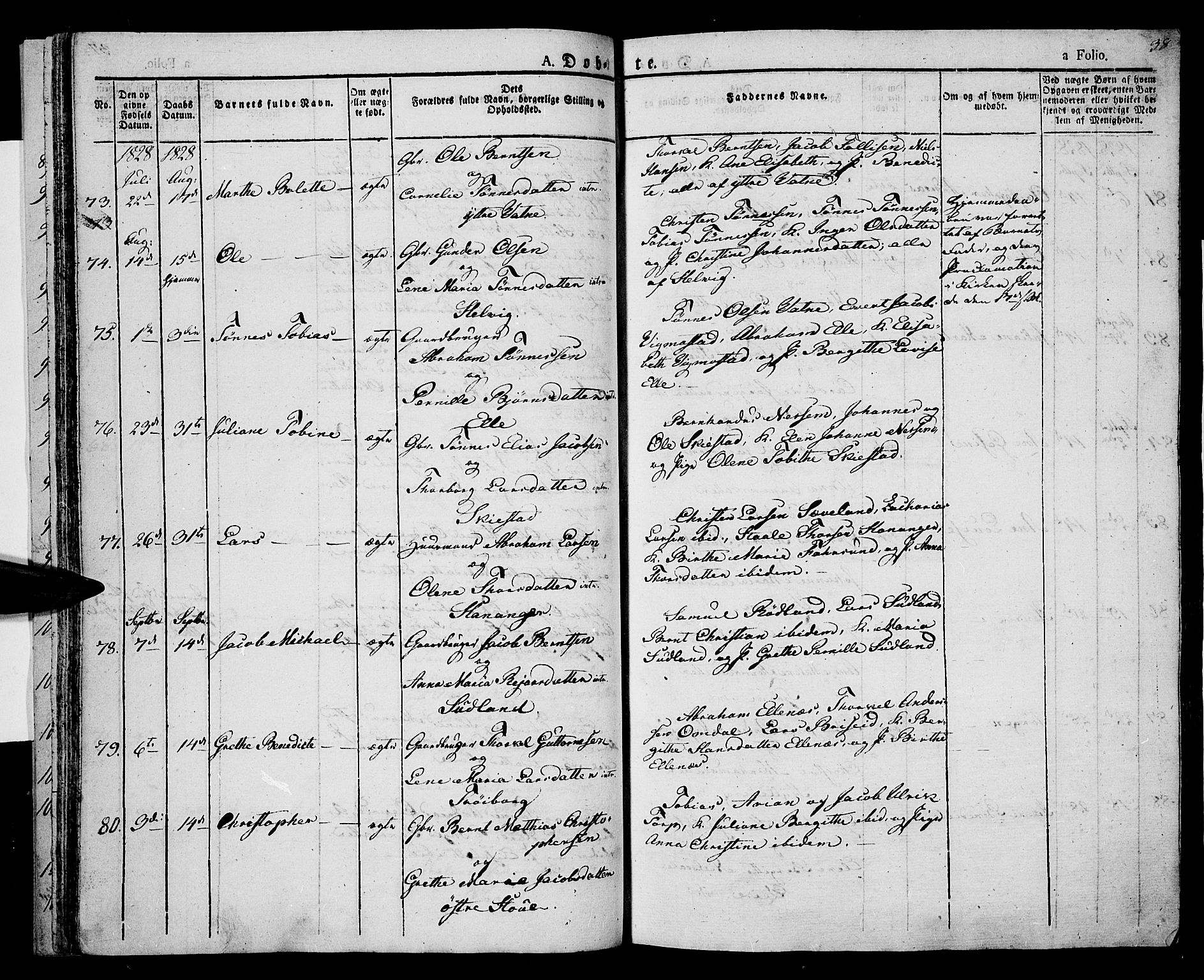 Lista sokneprestkontor, AV/SAK-1111-0027/F/Fa/L0008: Parish register (official) no. A 8, 1823-1835, p. 38