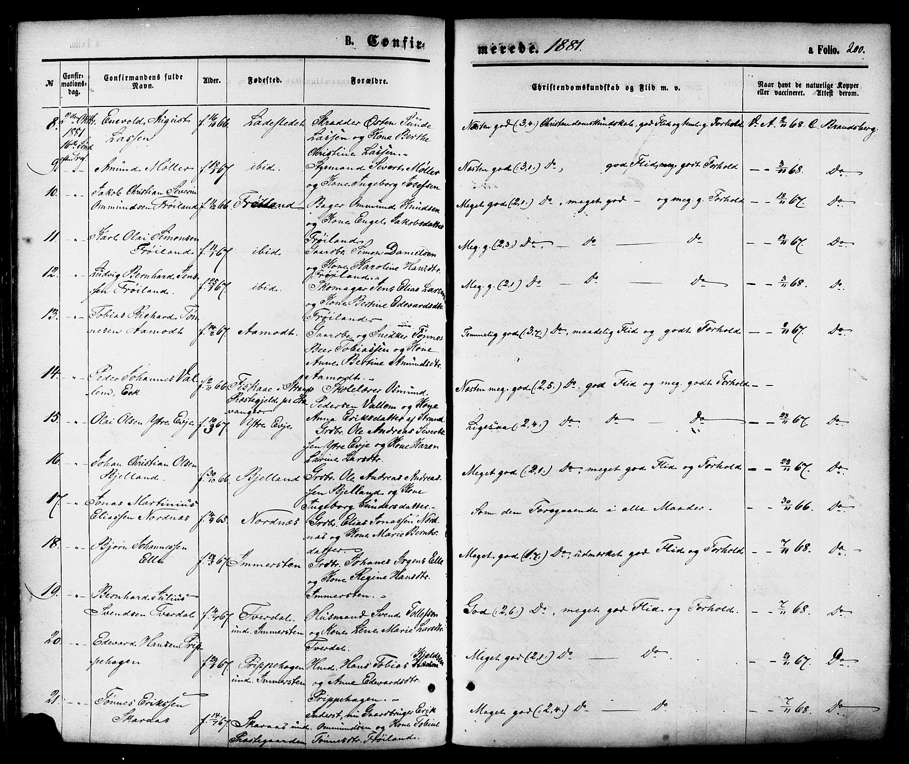 Sokndal sokneprestkontor, AV/SAST-A-101808: Parish register (official) no. A 10, 1874-1886, p. 200