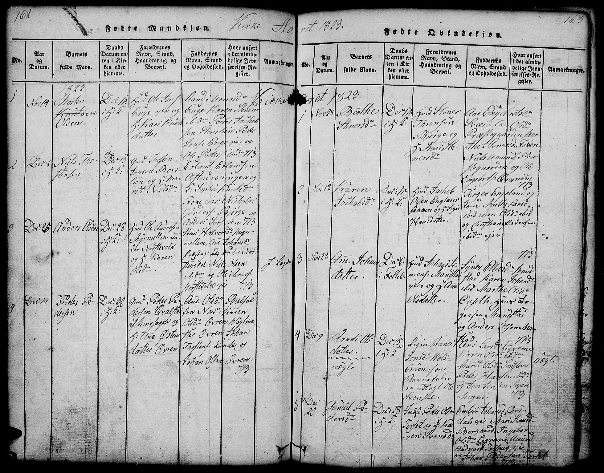 Gausdal prestekontor, AV/SAH-PREST-090/H/Ha/Hab/L0001: Parish register (copy) no. 1, 1817-1848, p. 162-163