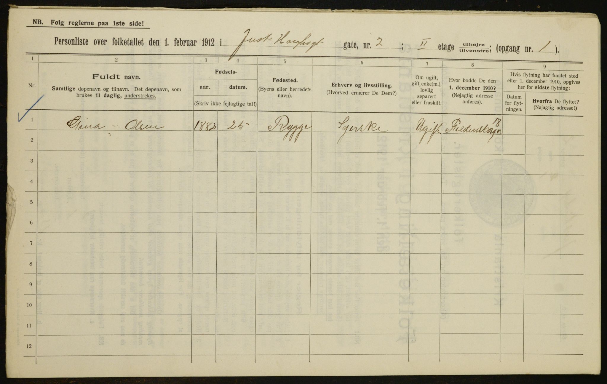 OBA, Municipal Census 1912 for Kristiania, 1912, p. 47982