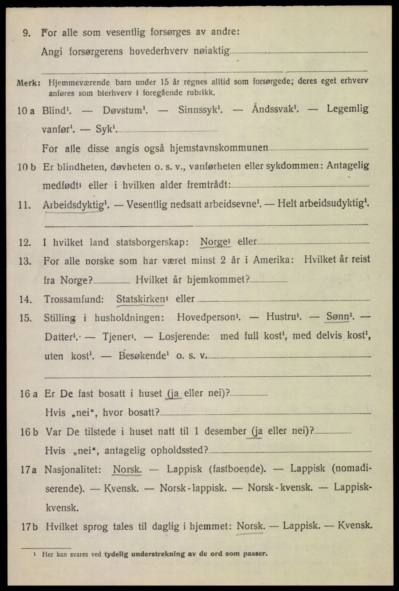 SAT, 1920 census for Skjerstad, 1920, p. 2116