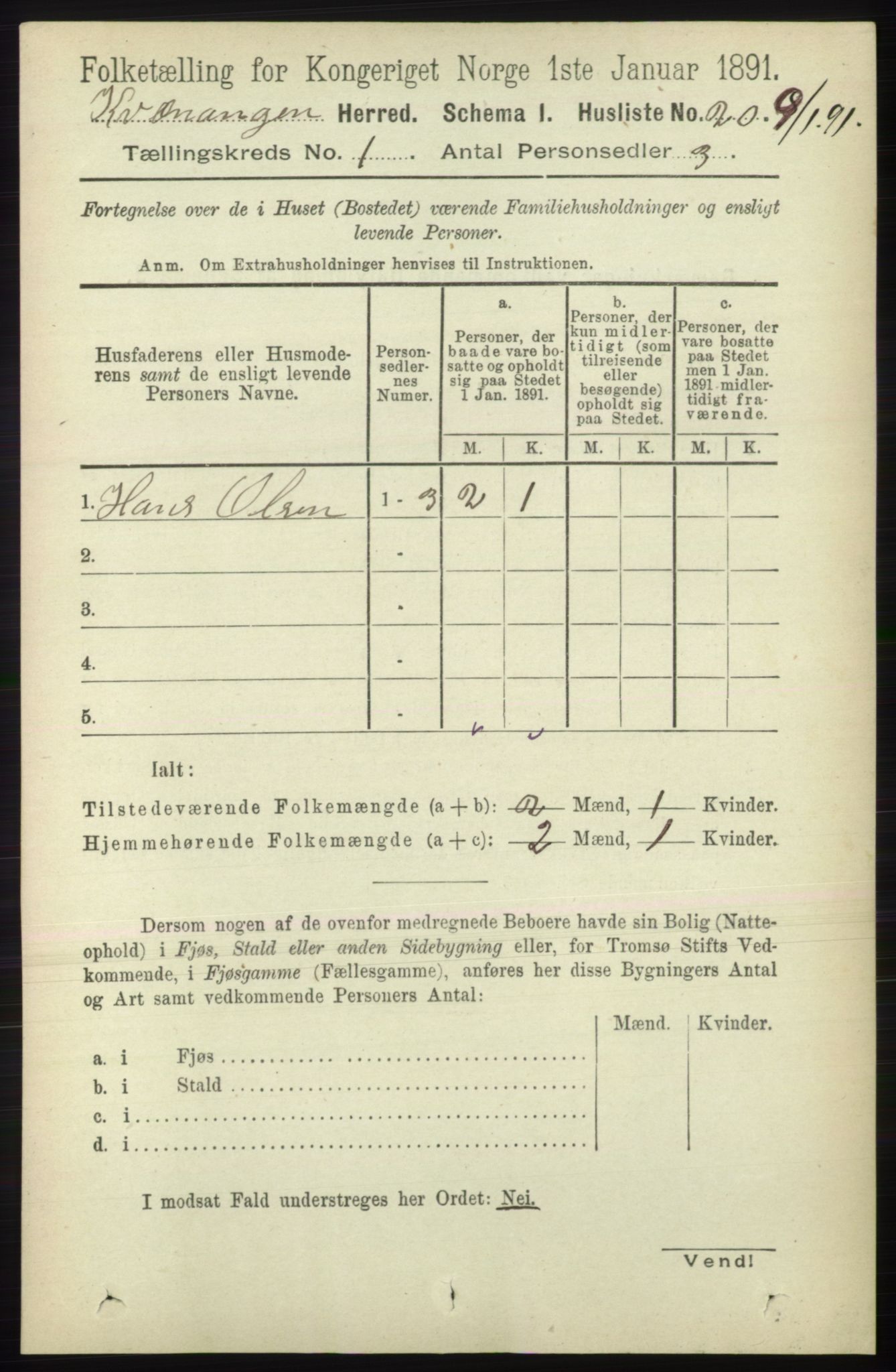 RA, 1891 census for 1943 Kvænangen, 1891, p. 34