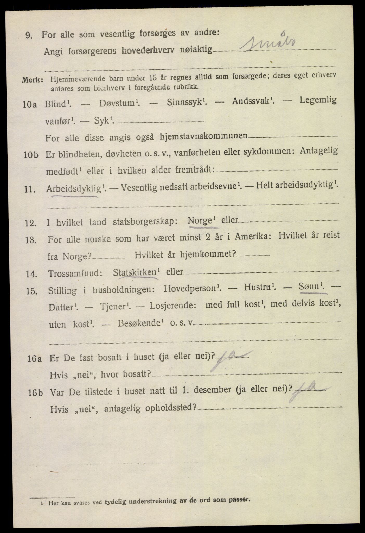 SAK, 1920 census for Fjære, 1920, p. 10034