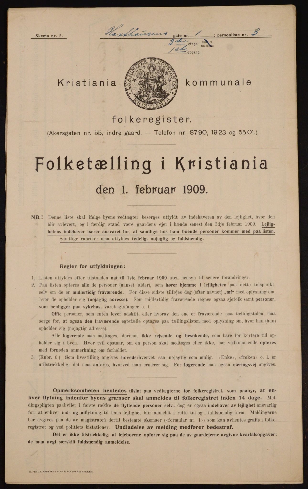 OBA, Municipal Census 1909 for Kristiania, 1909, p. 32197