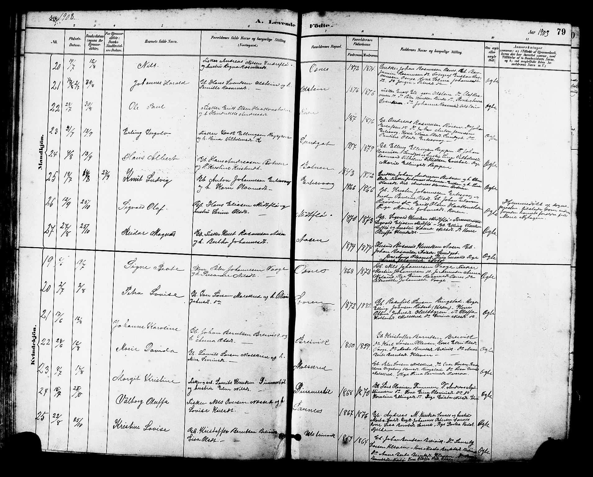 Ministerialprotokoller, klokkerbøker og fødselsregistre - Møre og Romsdal, AV/SAT-A-1454/509/L0112: Parish register (copy) no. 509C02, 1883-1922, p. 79