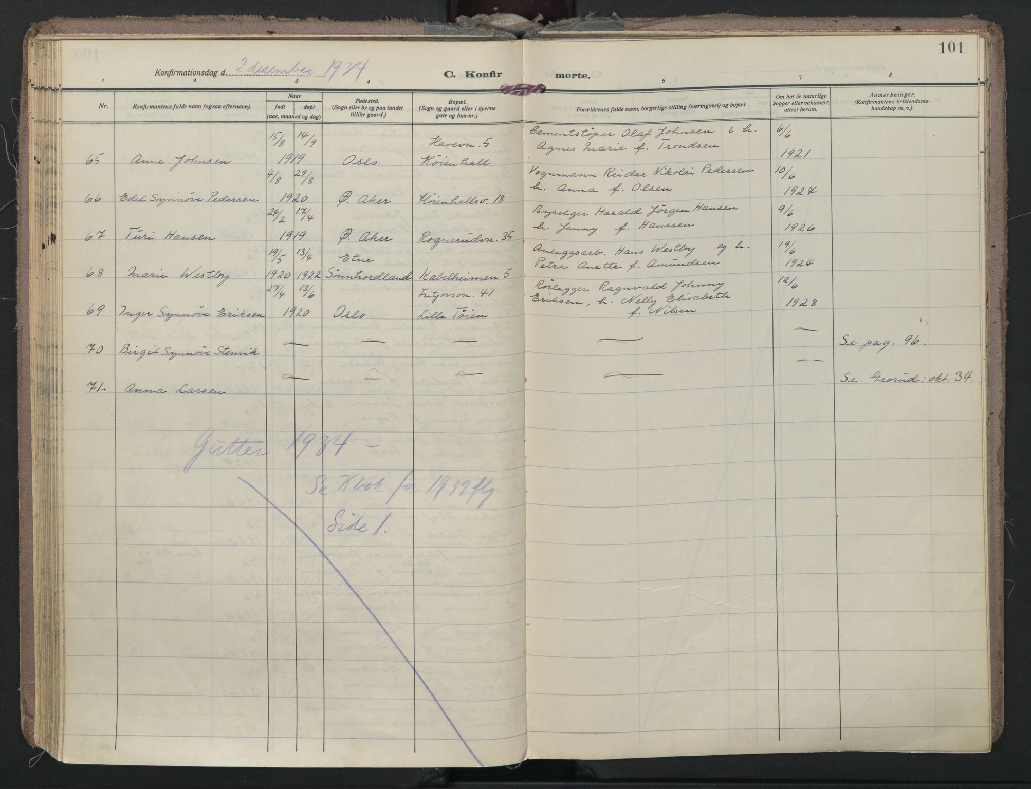 Østre Aker prestekontor Kirkebøker, AV/SAO-A-10840/F/Fa/L0014: Parish register (official) no. I 14, 1926-1936, p. 101