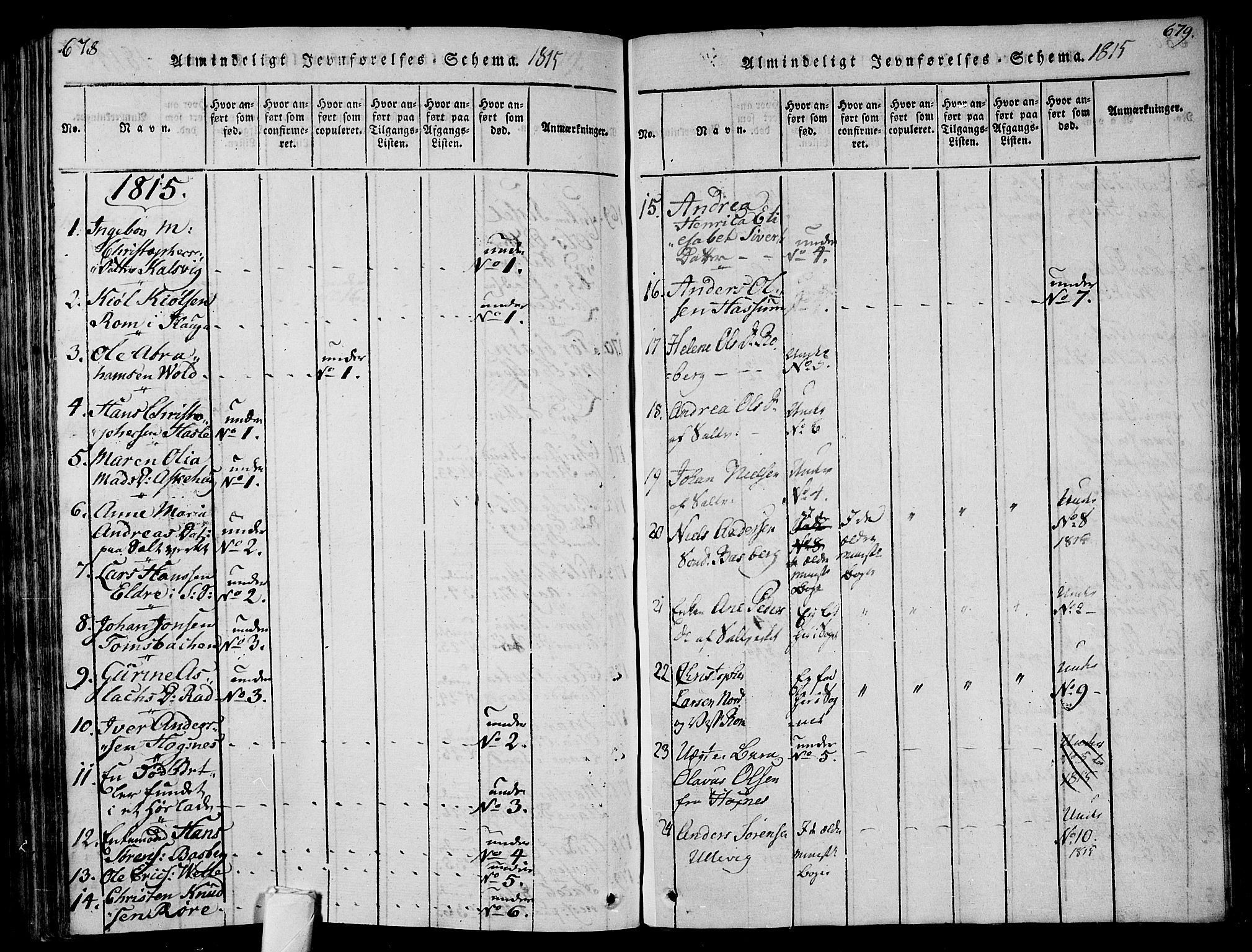 Sem kirkebøker, AV/SAKO-A-5/F/Fa/L0004: Parish register (official) no. I 4, 1814-1825, p. 678-679