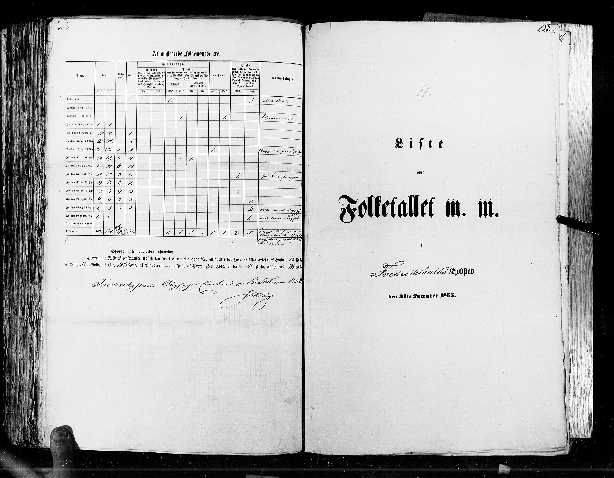 RA, Census 1855, vol. 7: Fredrikshald-Kragerø, 1855, p. 183