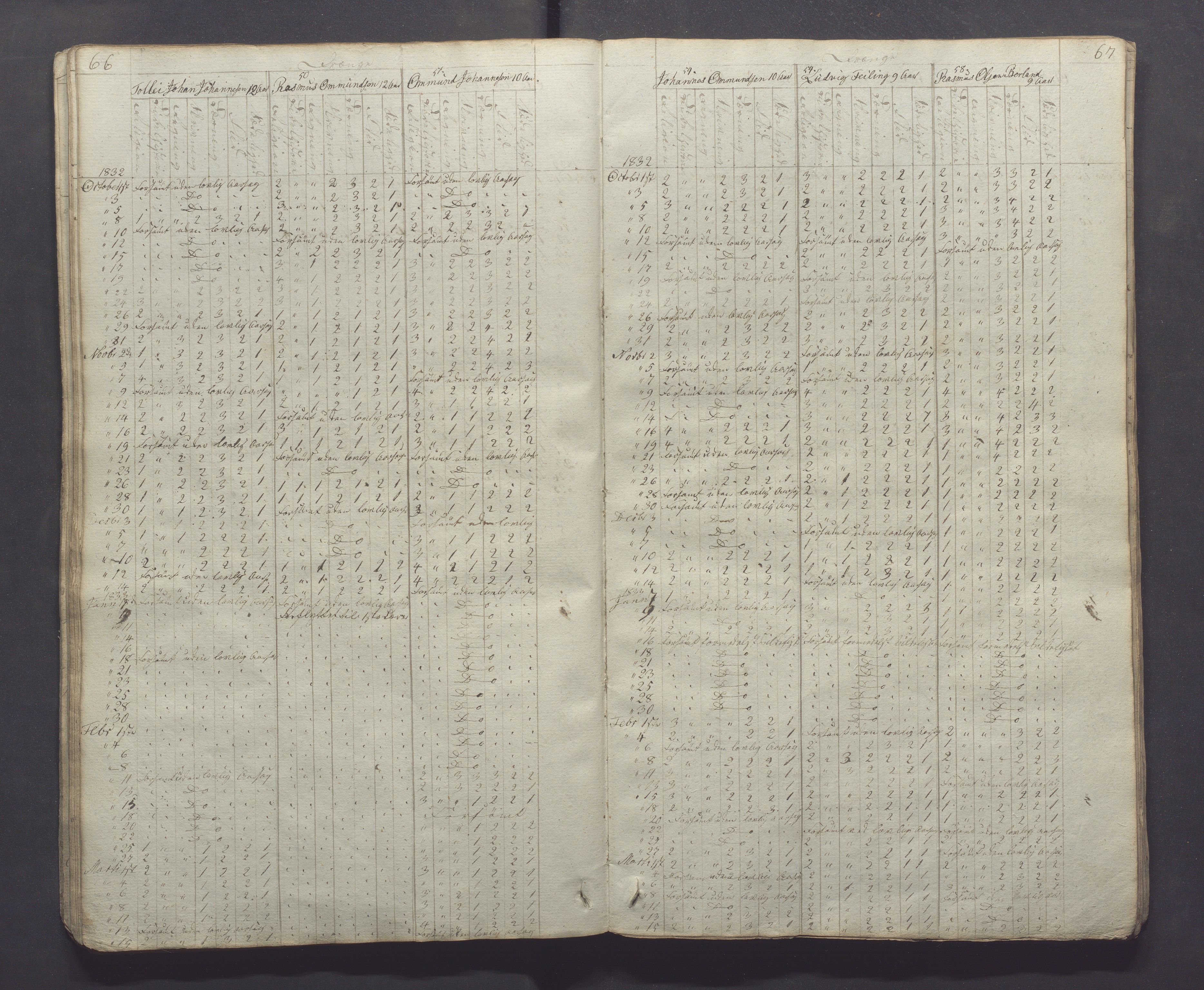 Egersund kommune (Ladested) - Egersund almueskole/folkeskole, IKAR/K-100521/H/L0001: Skoleprotokoll - Almueskole, 2. klasse, 1830-1834, p. 66-67