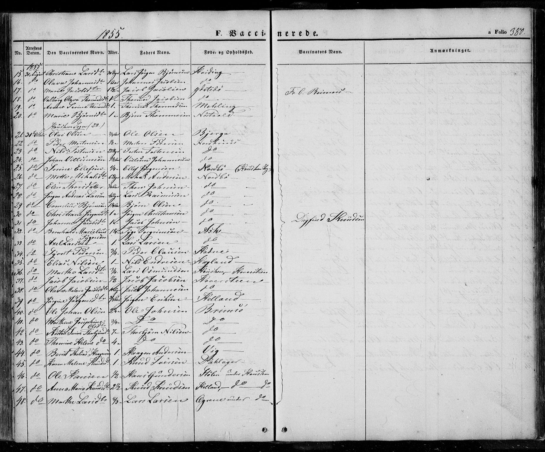 Rennesøy sokneprestkontor, SAST/A -101827/H/Ha/Haa/L0005: Parish register (official) no. A 5, 1838-1859, p. 380