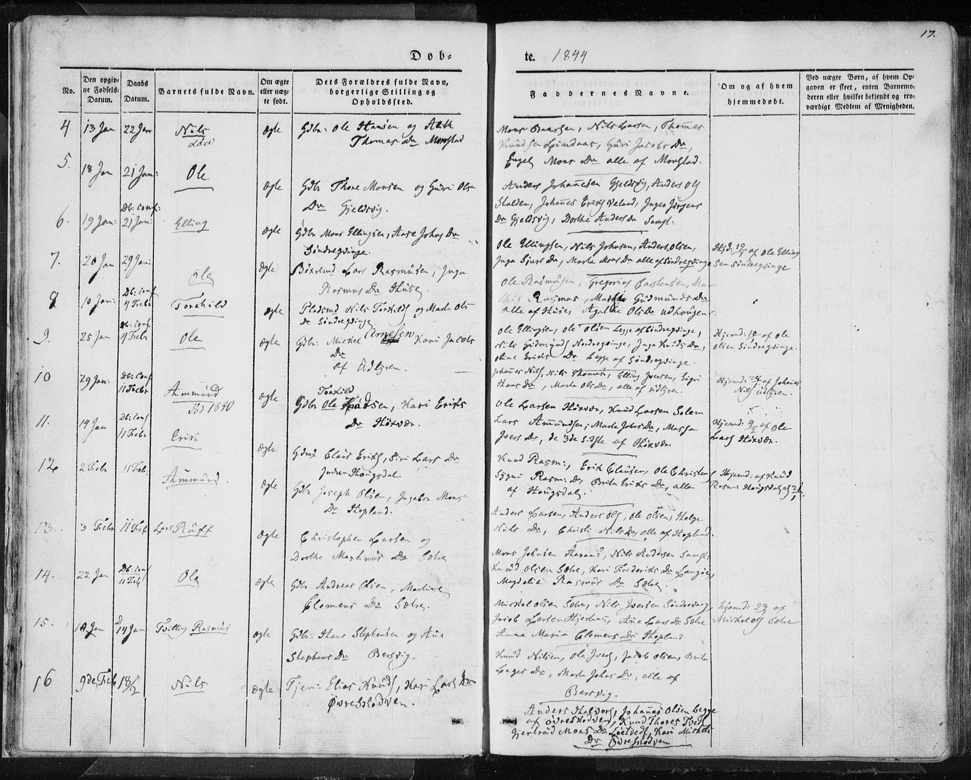 Lindås Sokneprestembete, AV/SAB-A-76701/H/Haa/Haaa/L0010: Parish register (official) no. A 10, 1842-1862, p. 17