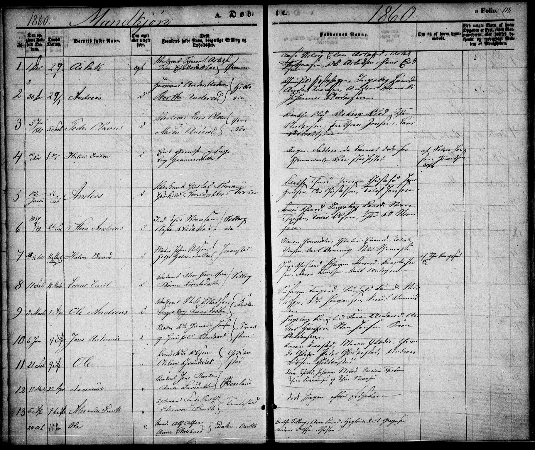 Holt sokneprestkontor, AV/SAK-1111-0021/F/Fa/L0008: Parish register (official) no. A 8, 1849-1860, p. 118