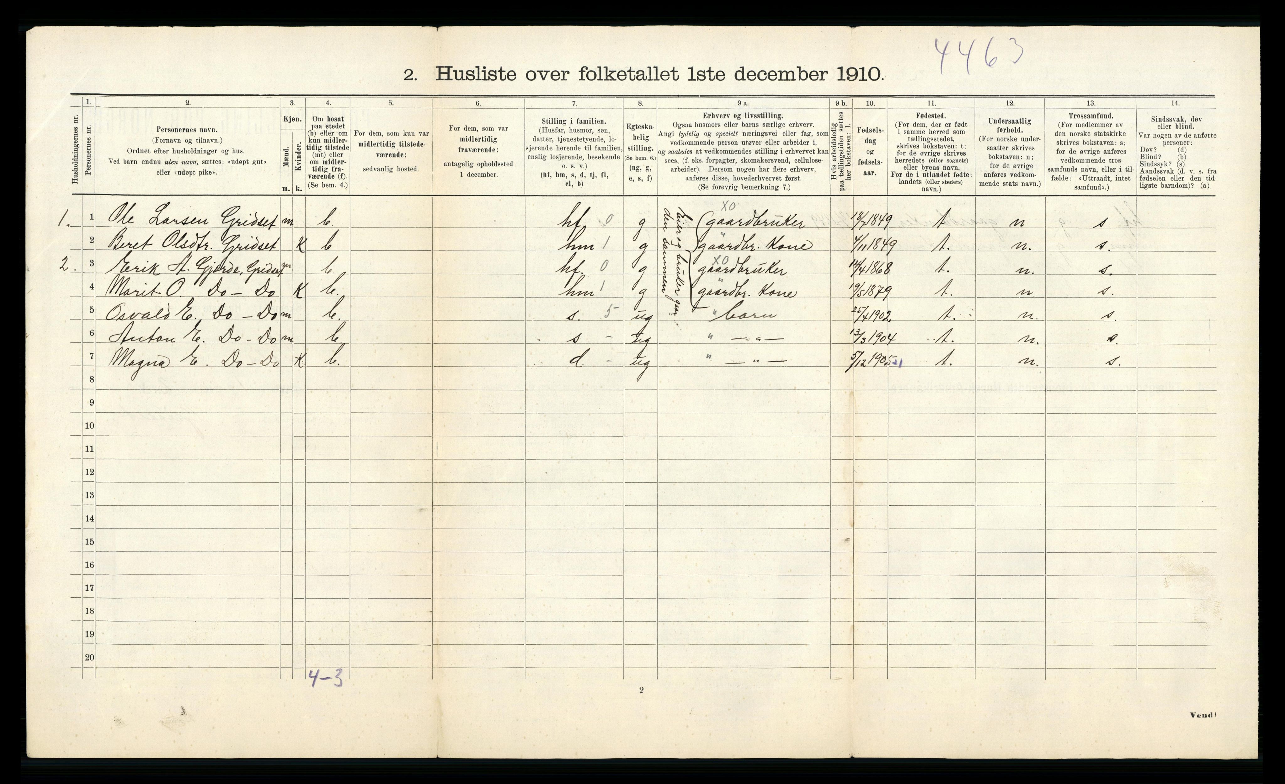 RA, 1910 census for Voll, 1910, p. 27