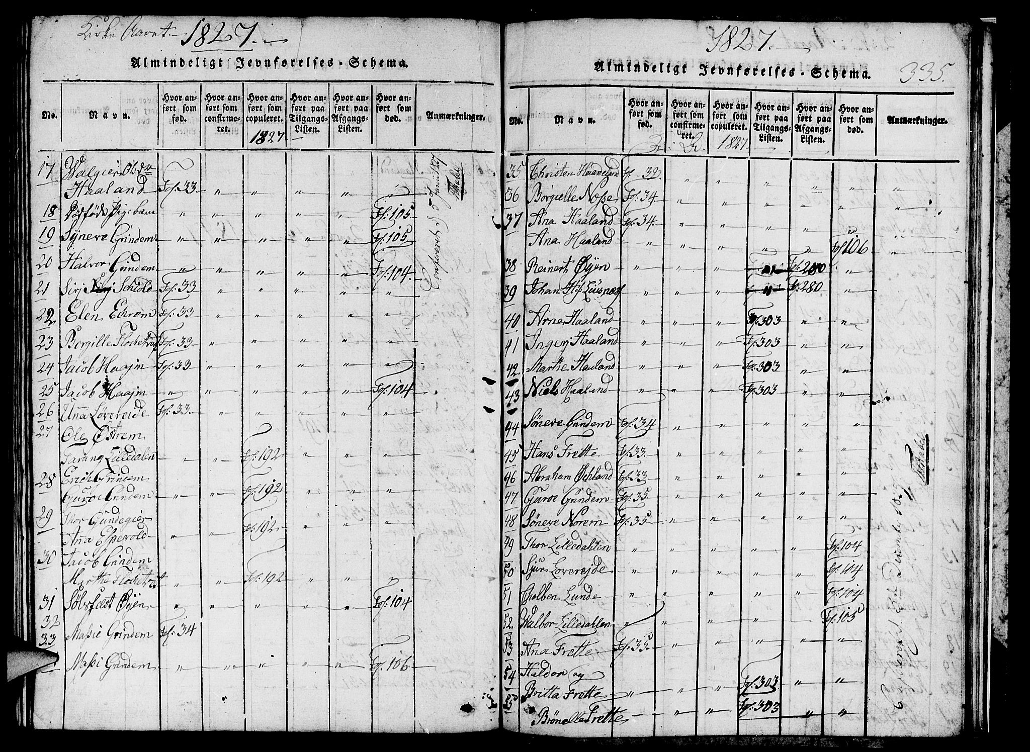 Etne sokneprestembete, SAB/A-75001/H/Hab: Parish register (copy) no. C 1, 1816-1841, p. 335