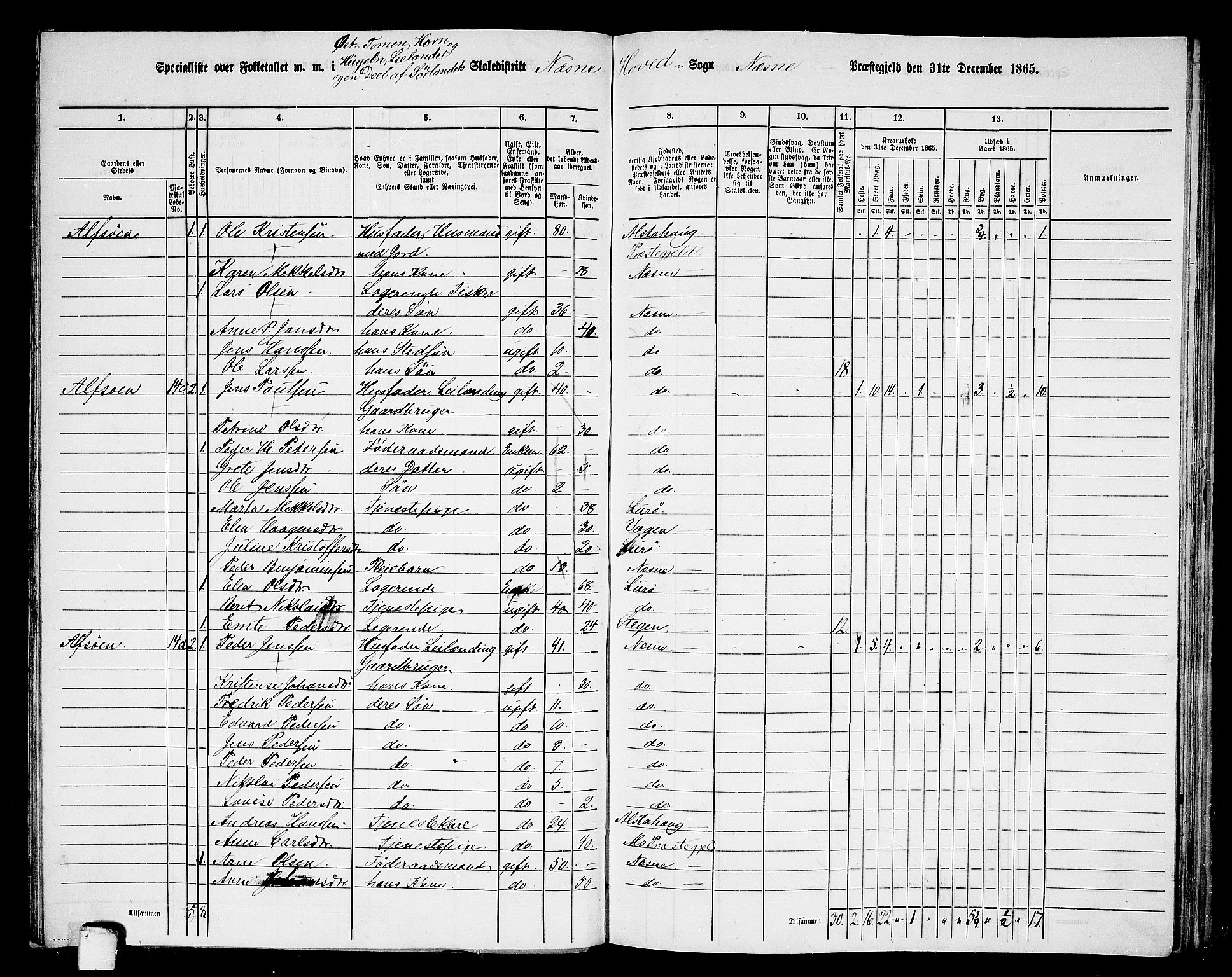 RA, 1865 census for Nesna, 1865, p. 74