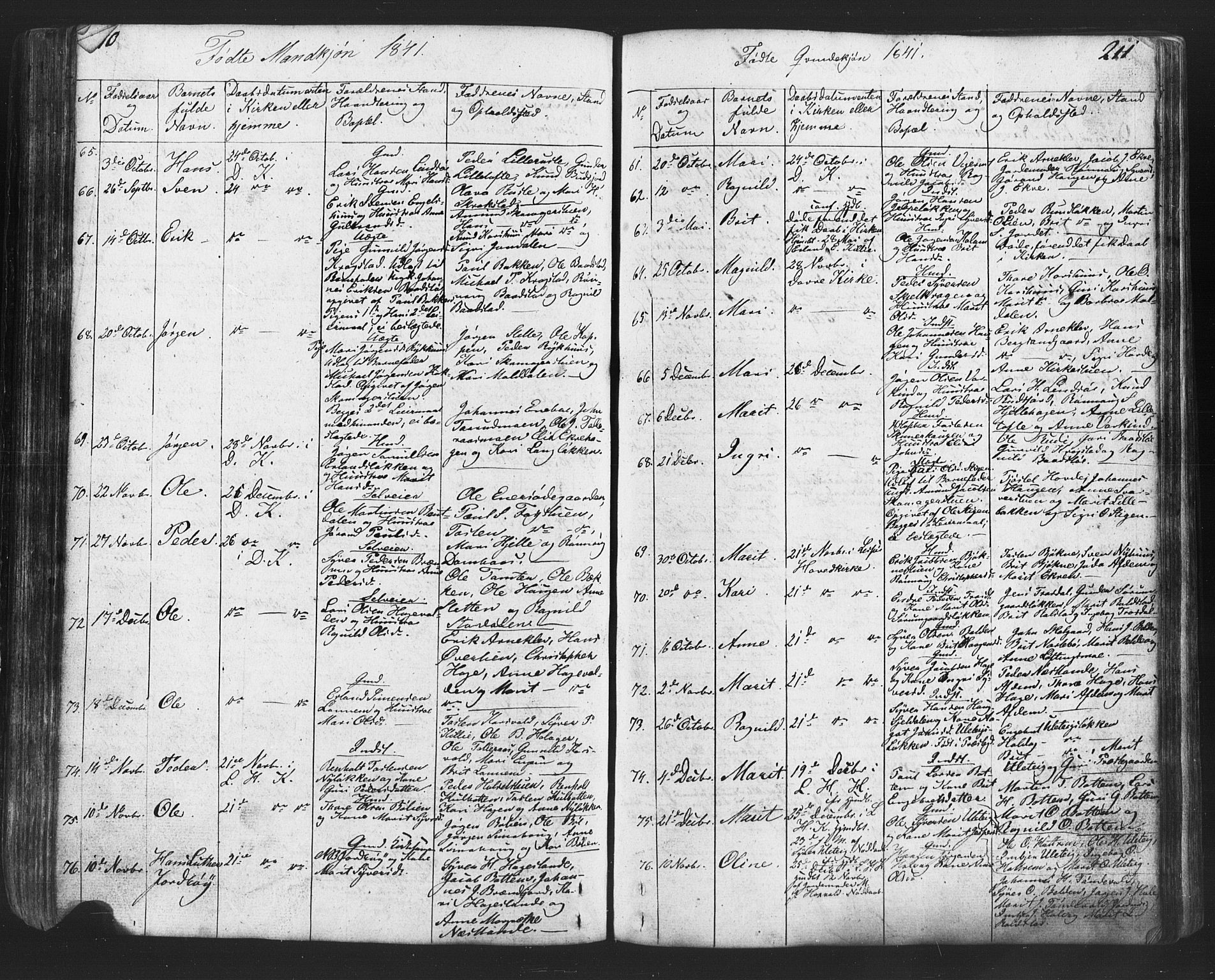 Lesja prestekontor, SAH/PREST-068/H/Ha/Hab/L0002: Parish register (copy) no. 2, 1832-1850, p. 210-211