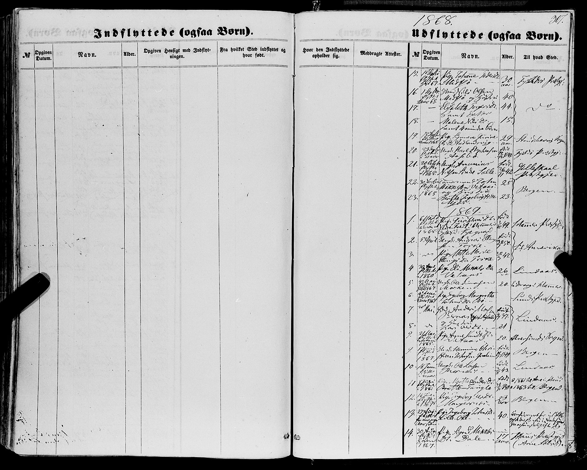 Manger sokneprestembete, AV/SAB-A-76801/H/Haa: Parish register (official) no. A 7, 1860-1870, p. 307