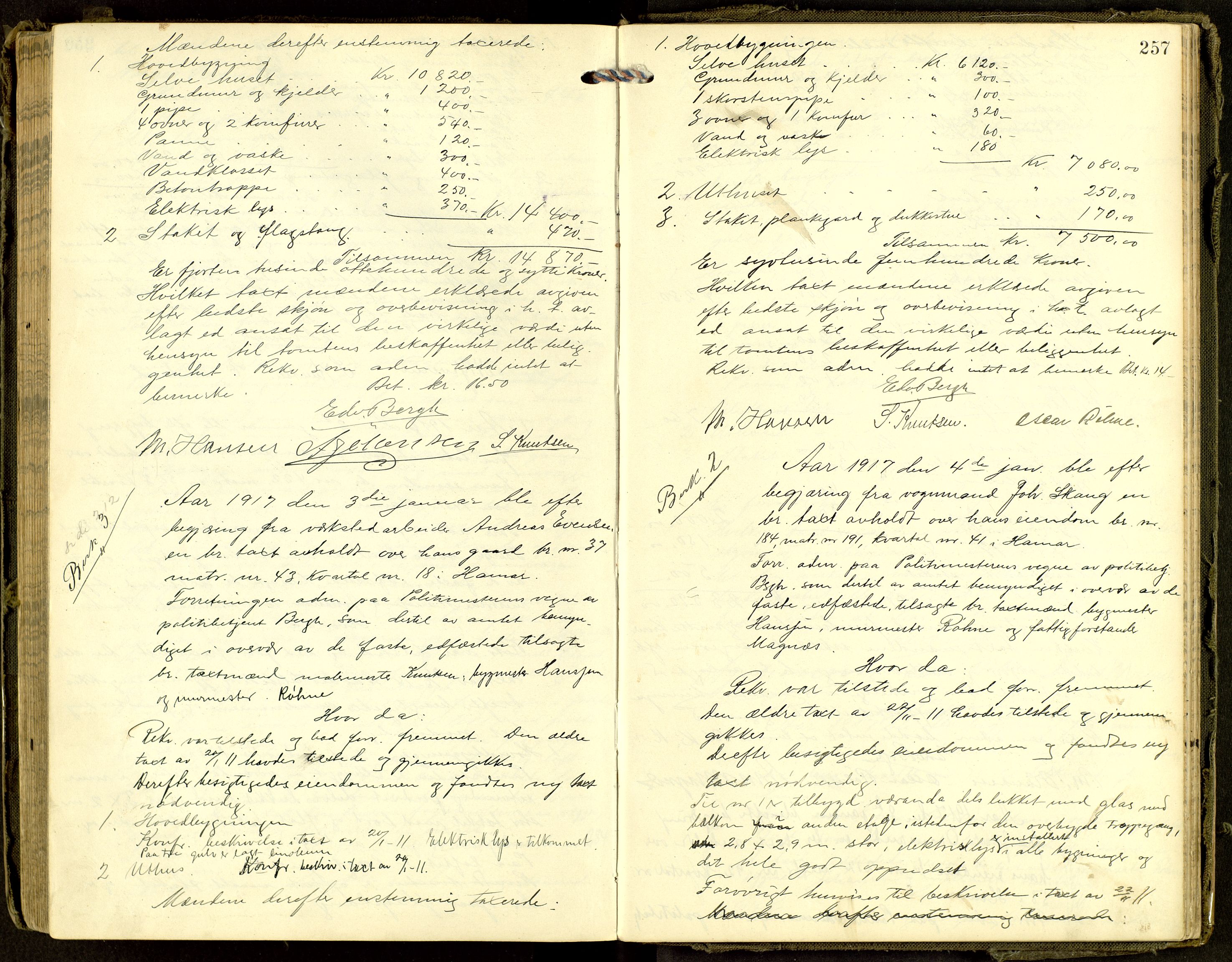 Norges Brannkasse, Hamar, AV/SAH-NBRANH-006/F/Fa/L0007: Branntakstprotokoll, 1911-1917, p. 256b-257a