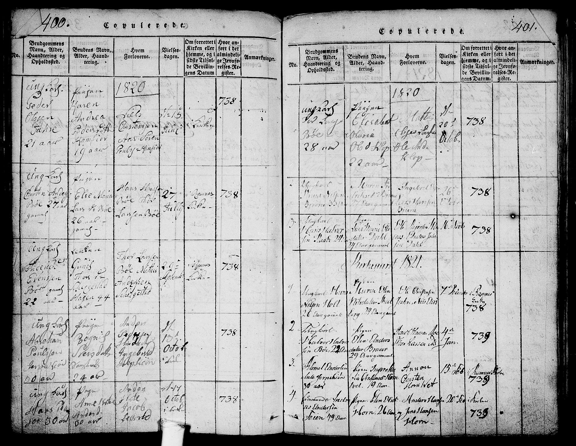 Ramnes kirkebøker, SAKO/A-314/G/Ga/L0001: Parish register (copy) no. I 1, 1813-1847, p. 400-401