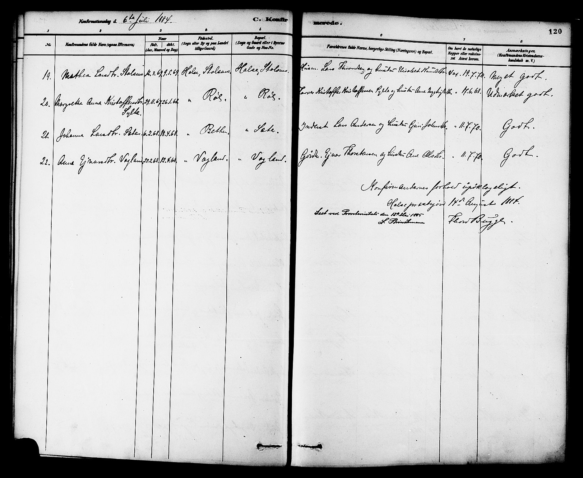 Ministerialprotokoller, klokkerbøker og fødselsregistre - Møre og Romsdal, SAT/A-1454/576/L0885: Parish register (official) no. 576A03, 1880-1898, p. 120