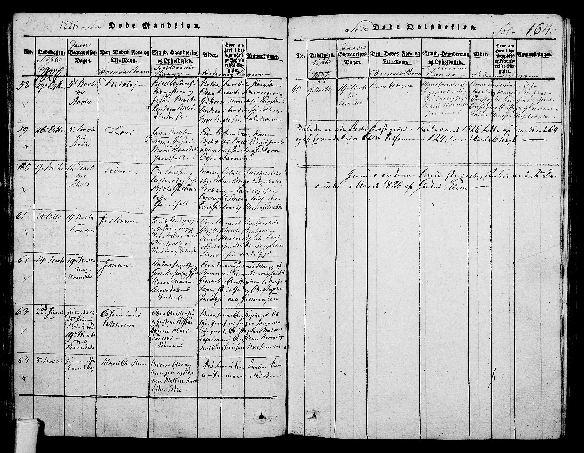 Stokke kirkebøker, SAKO/A-320/F/Fa/L0005: Parish register (official) no. I 5, 1815-1826, p. 164