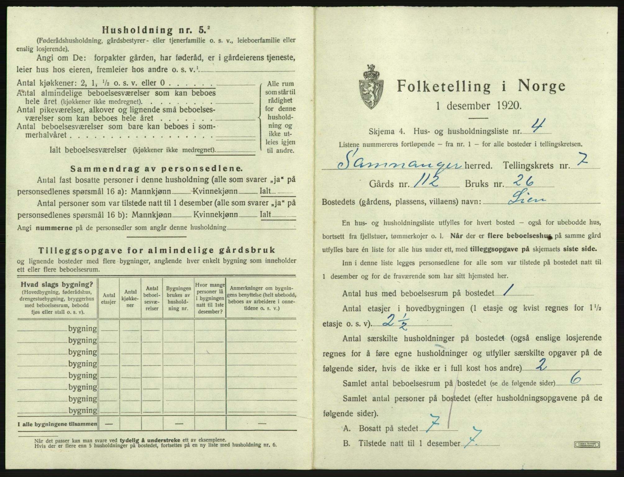 SAB, 1920 census for Samnanger, 1920, p. 402