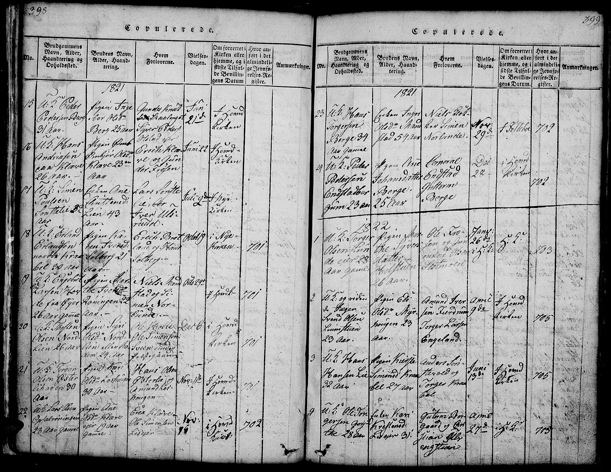 Gausdal prestekontor, SAH/PREST-090/H/Ha/Hab/L0001: Parish register (copy) no. 1, 1817-1848, p. 398-399