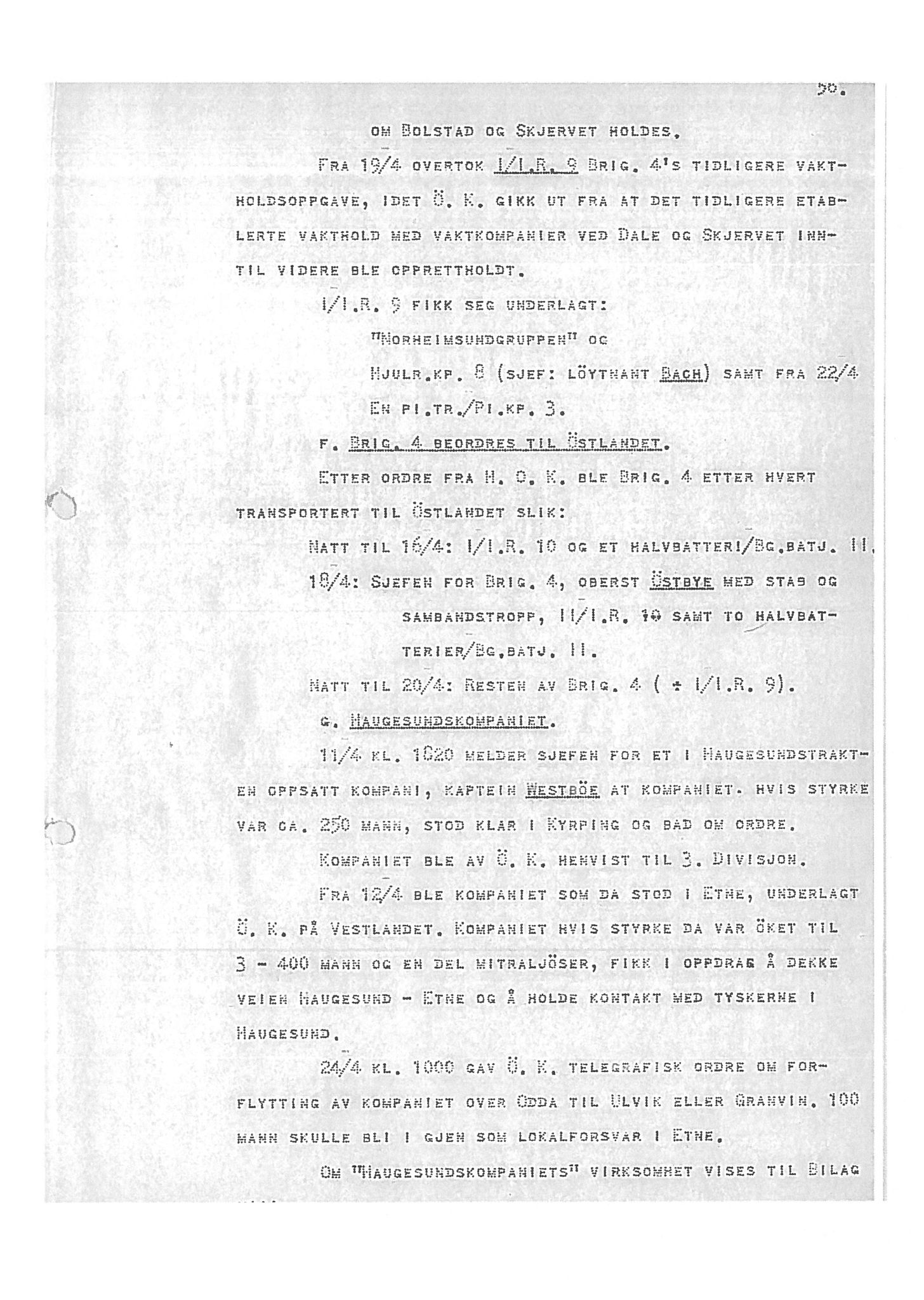 Oberst Sverre Blom - manuskript til krigshistorie, SAB/-/F/L0001: Manuskript "Krigens historie - operasjonene til lands på Vestlandet 1940" av oberst Sverre Blom, 1940, p. 56
