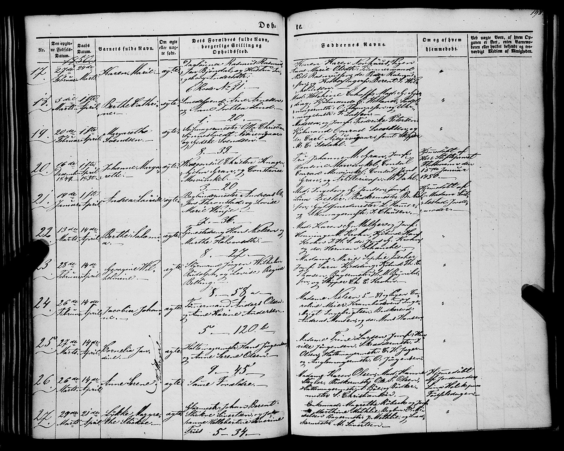 Nykirken Sokneprestembete, AV/SAB-A-77101/H/Haa/L0014: Parish register (official) no. B 1, 1844-1858, p. 198