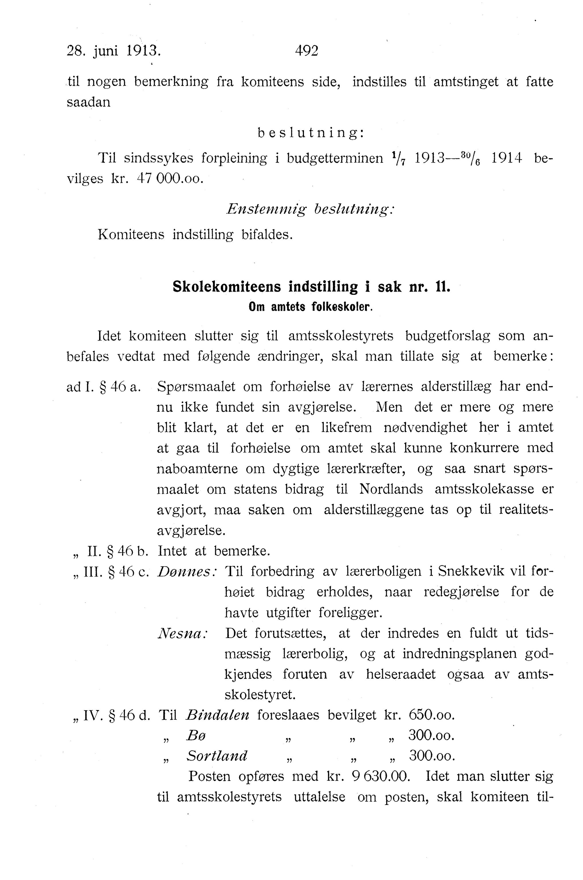 Nordland Fylkeskommune. Fylkestinget, AIN/NFK-17/176/A/Ac/L0036: Fylkestingsforhandlinger 1913, 1913