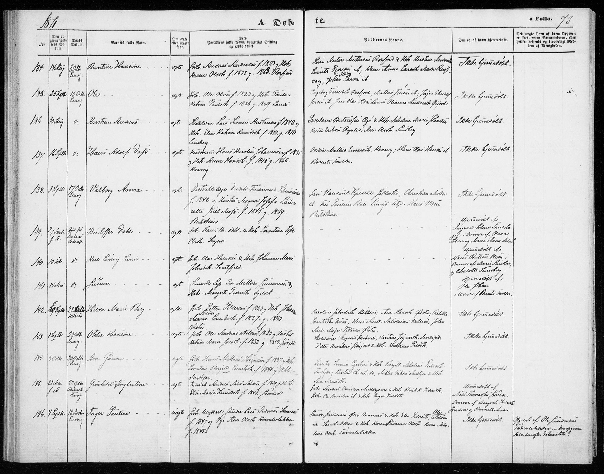 Lenvik sokneprestembete, SATØ/S-1310/H/Ha/Haa/L0009kirke: Parish register (official) no. 9, 1866-1873, p. 73