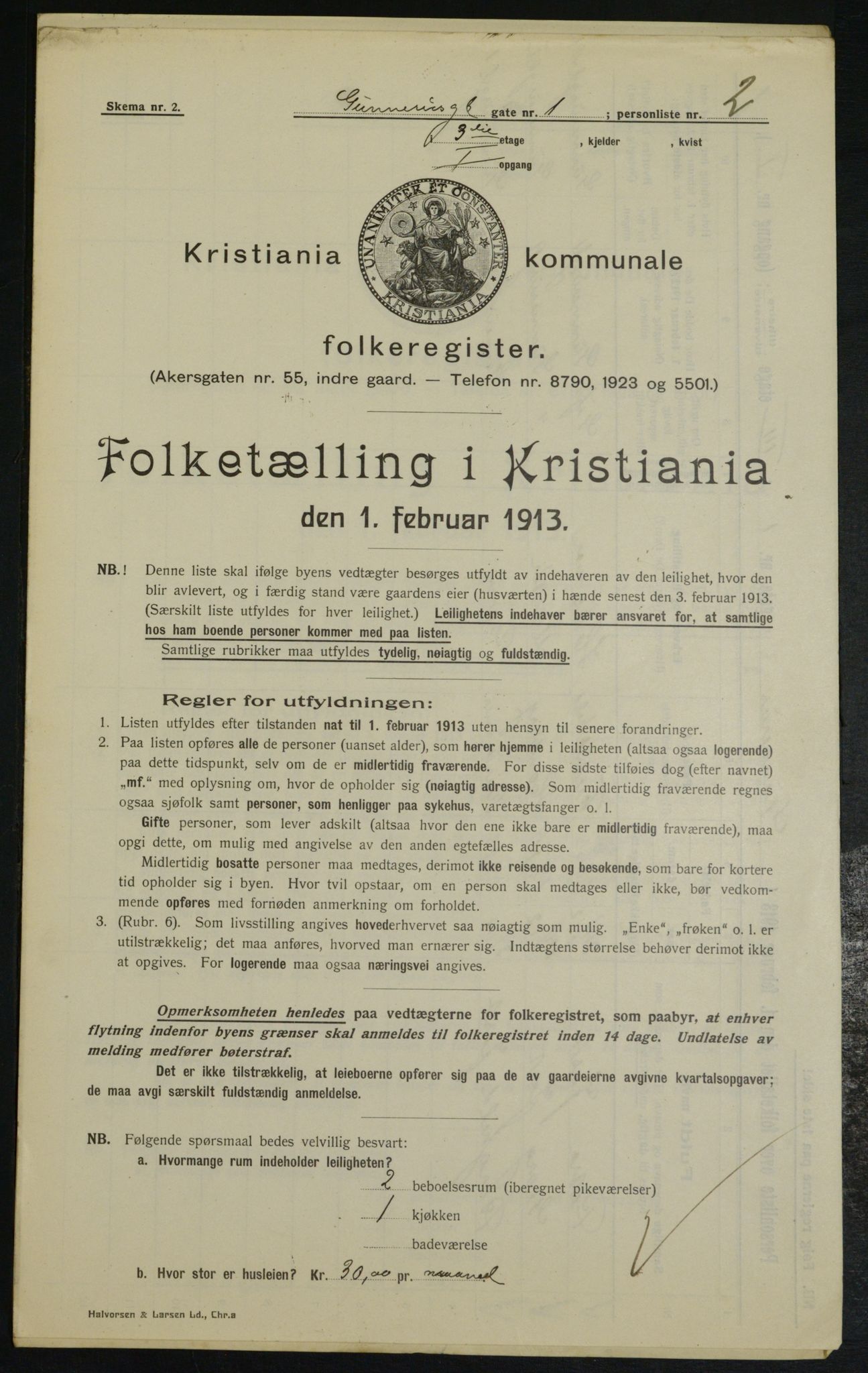 OBA, Municipal Census 1913 for Kristiania, 1913, p. 5041