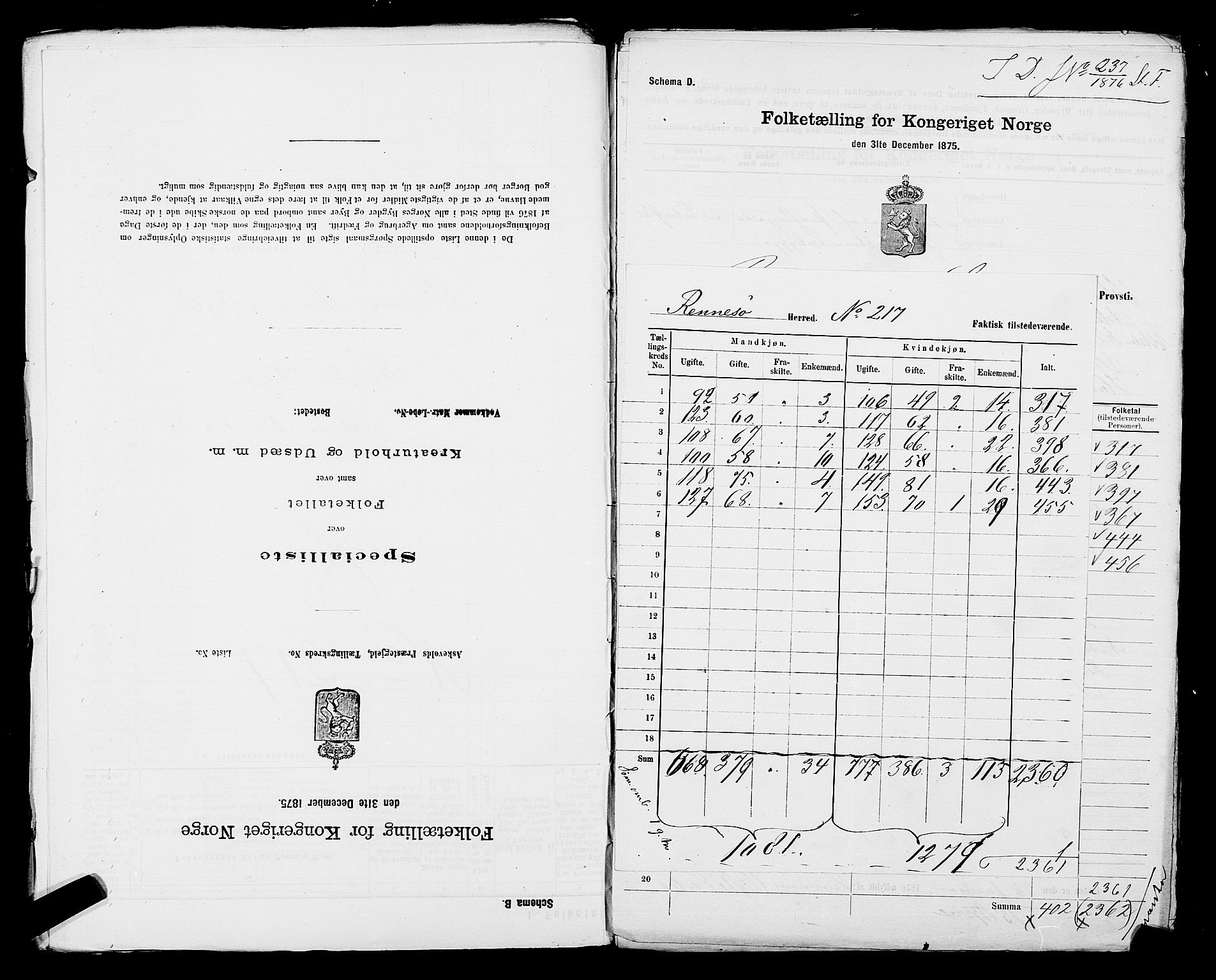 SAST, 1875 census for 1142P Rennesøy, 1875, p. 2