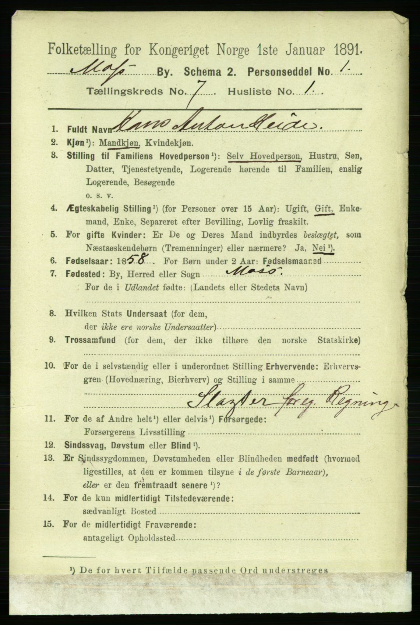 RA, 1891 census for 0104 Moss, 1891, p. 3552