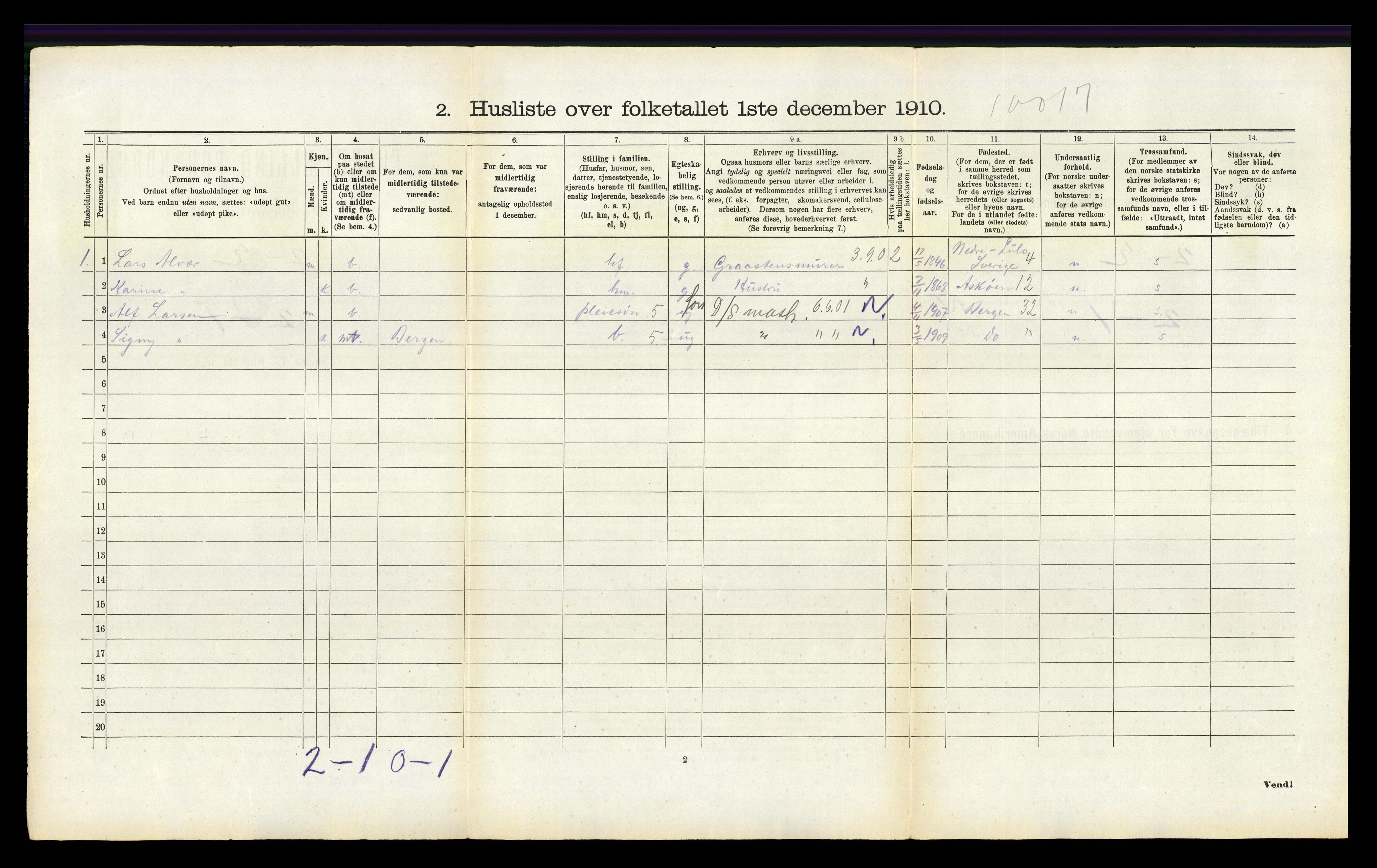 RA, 1910 census for Årstad, 1910, p. 793