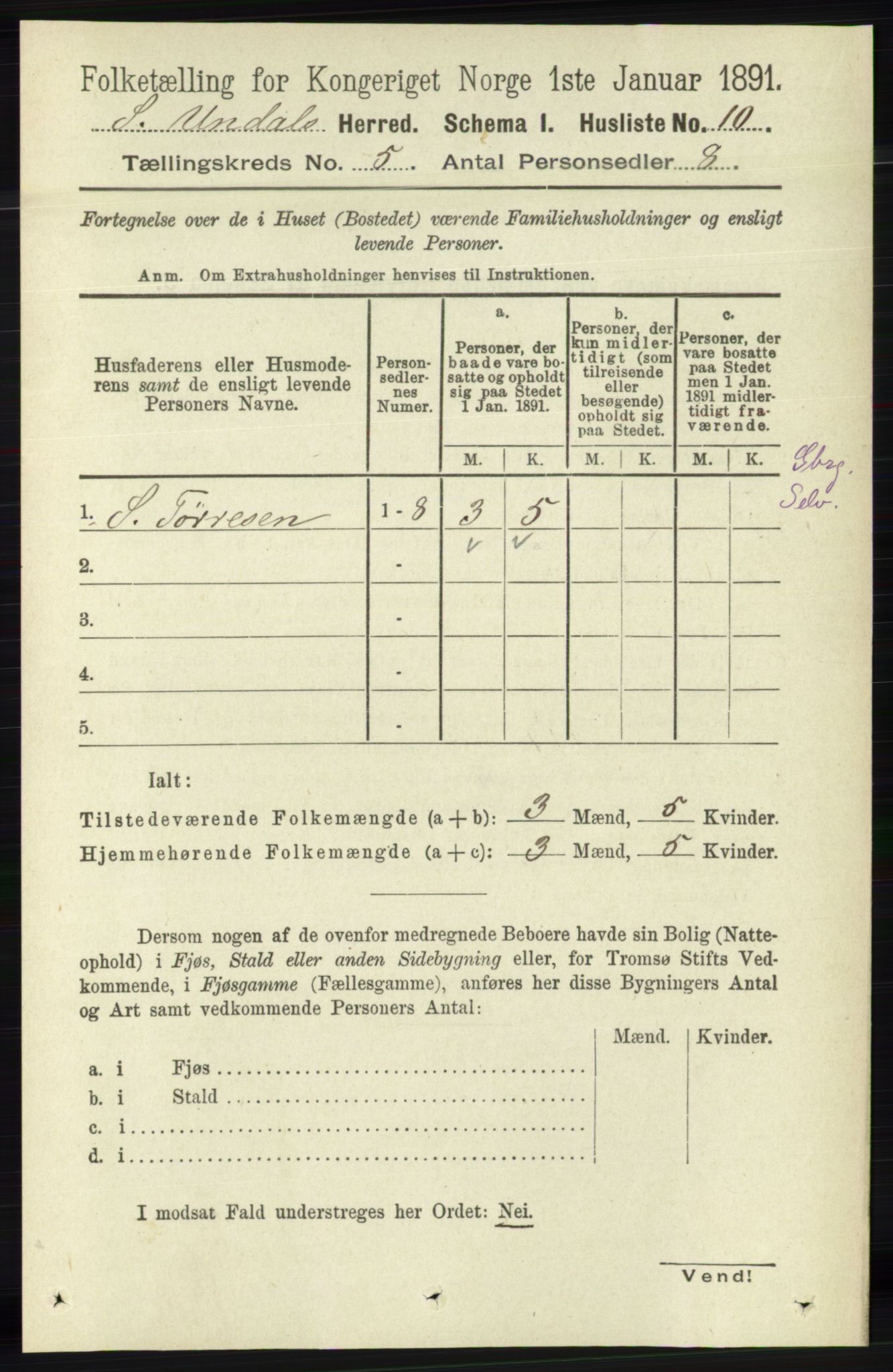 RA, 1891 census for 1029 Sør-Audnedal, 1891, p. 1838