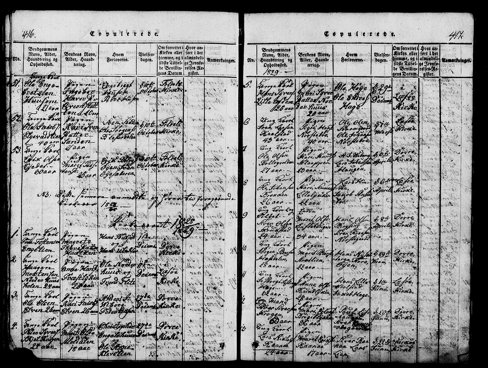 Lesja prestekontor, SAH/PREST-068/H/Ha/Hab/L0001: Parish register (copy) no. 1, 1820-1831, p. 416-417