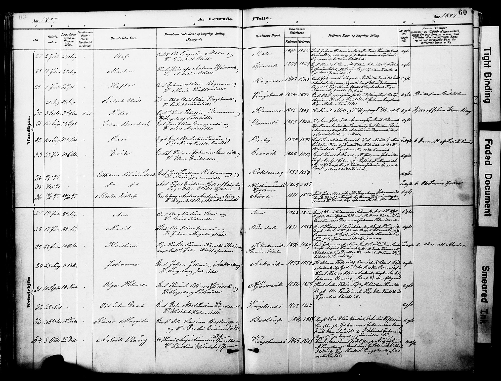 Ministerialprotokoller, klokkerbøker og fødselsregistre - Møre og Romsdal, AV/SAT-A-1454/578/L0907: Parish register (official) no. 578A06, 1887-1904, p. 60